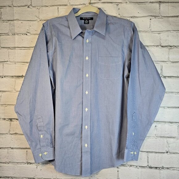 BROOKS BROTHERS LONG SLEEVE BUTTON DOWN NAVY WHITE CHECKED YOUTH SIZE 20 EUC - Picture 1 of 4